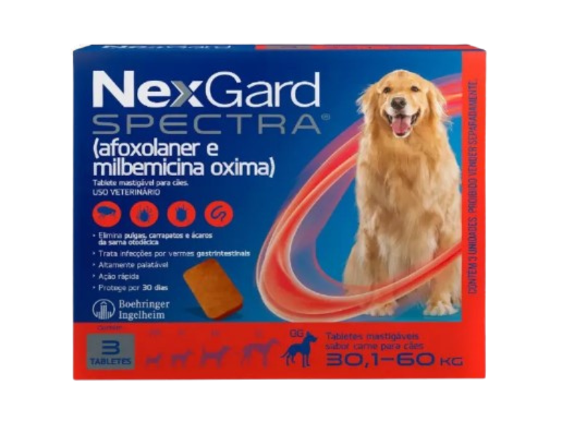 Antipulgas, Carrapatos e Vermífugo NexGard Spectra para Cães de 30,1 a 60 Kg